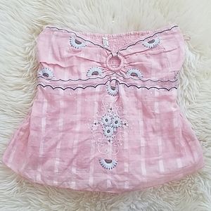 Free people pink strapless top size M